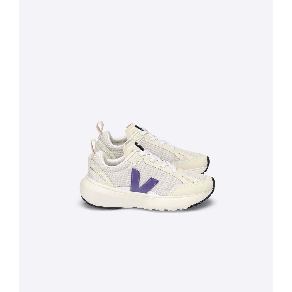 Pantofi Copii Veja CANARY ELASTIC LACE Beige/Purple | RO 769BEX